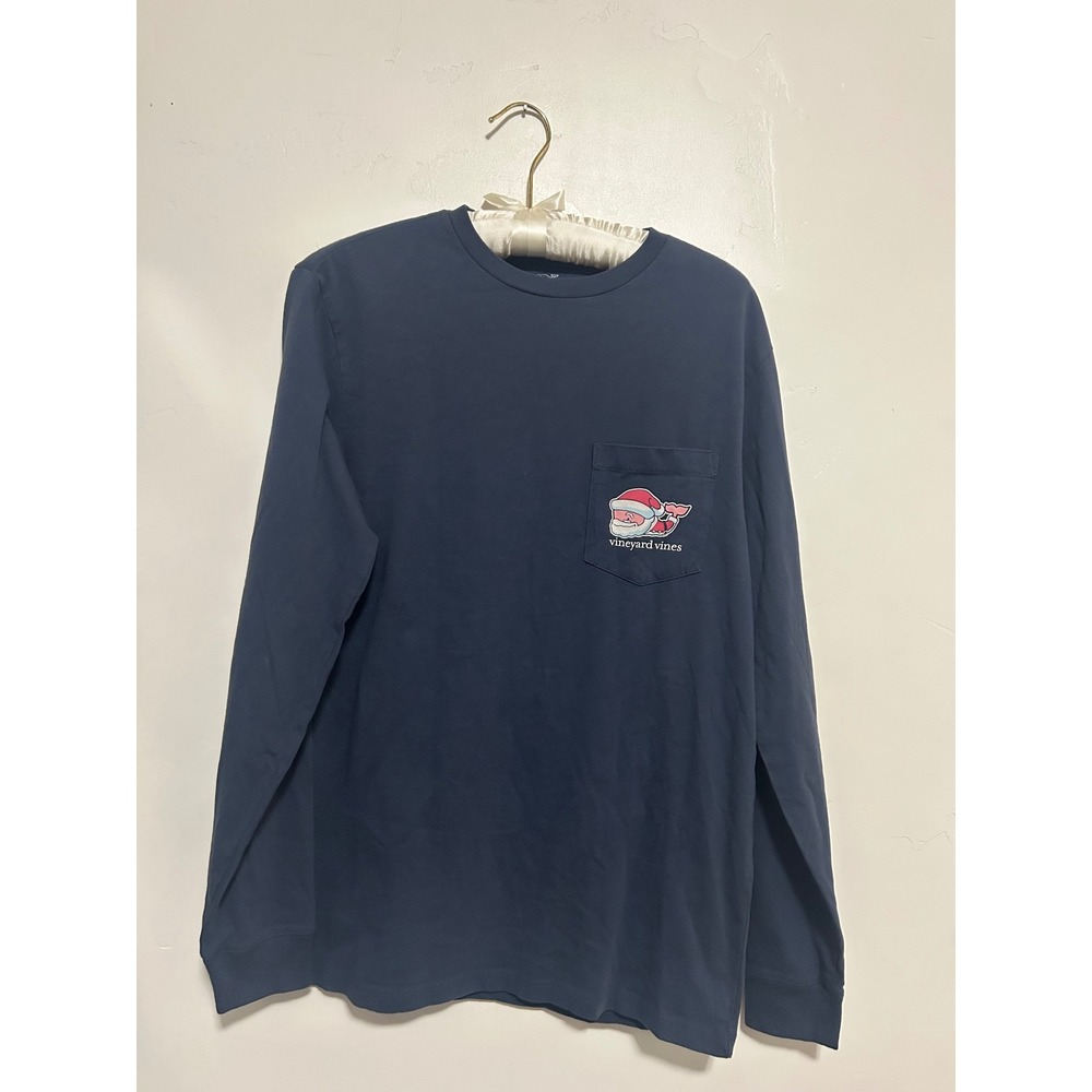 Vineyard Vines Mens Long Sleeve Graphic T‎ Shirt Santa Whale Merry Christmas  XS